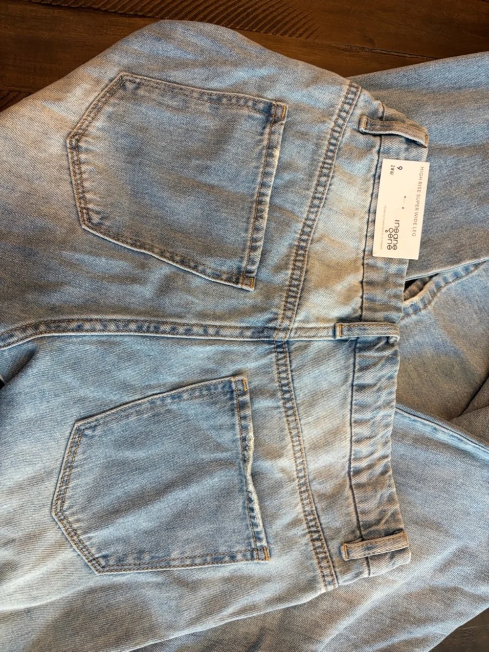 High-Rise Light Blue Flare Jeans for Women - Wide Leg Denim - Picture 3 of 10